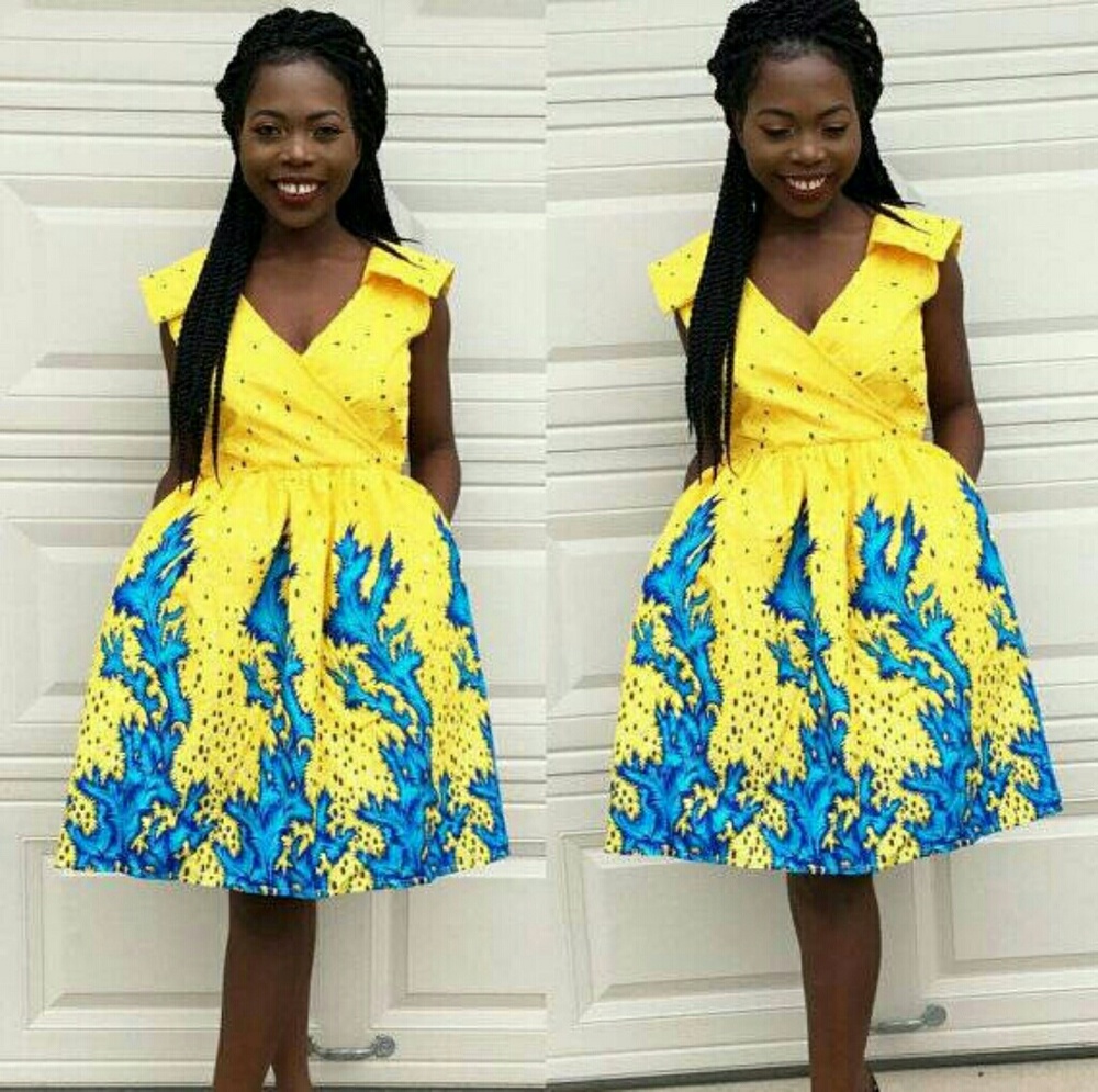 Women African print knee length dress
